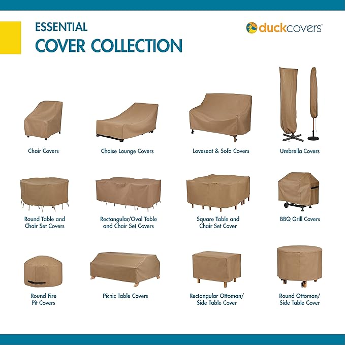 DUCKCOVERS Essential Water-Resistant 26 Inch Patio High Back Chair Cover, stackable chair covers for outdoor furniture
