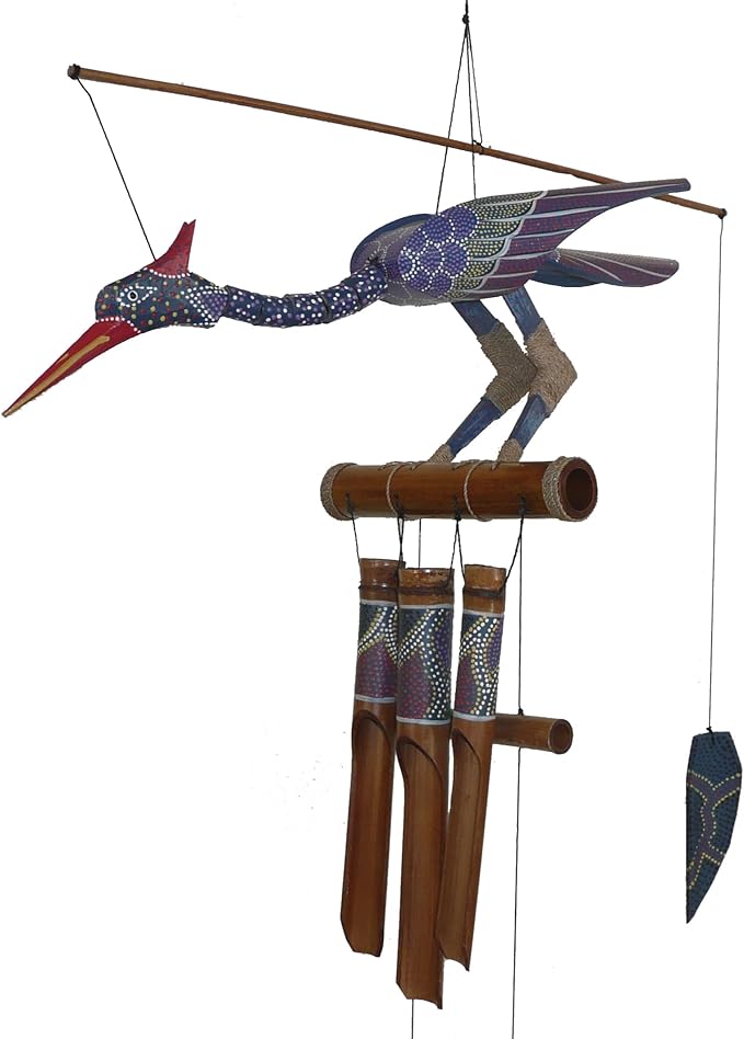Cohasset Gifts Bamboo Wind Chimes | Natural Soothing Melodic Tones | Wood Outdoor Home Decor for Patio or Garden | Thoughtful Gift or Hang on Your Own Deck|#174P “Passion” Bobbing Head Bird Wind Chime