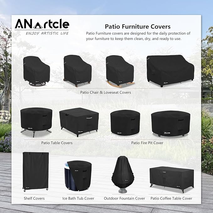 Outdoor Swivel Lounge Chair Cover 2 Pack,Waterproof Heavy Duty Lawn Patio Chair Covers,Patio Swivel Chair Covers for Outdoor Furniture (33 W x 35 D x 38.5 H inches) Black.
