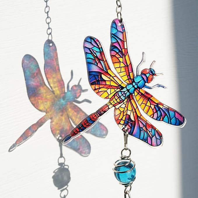 HDCRYSTALGIFTS Wind Chimes for Outside 21" Dragonfly Wind Chimes Outdoor Home Patio Garden Decor Windchimes Outdoors Dragonfly Gifts for Women Mom Grandma Sisters