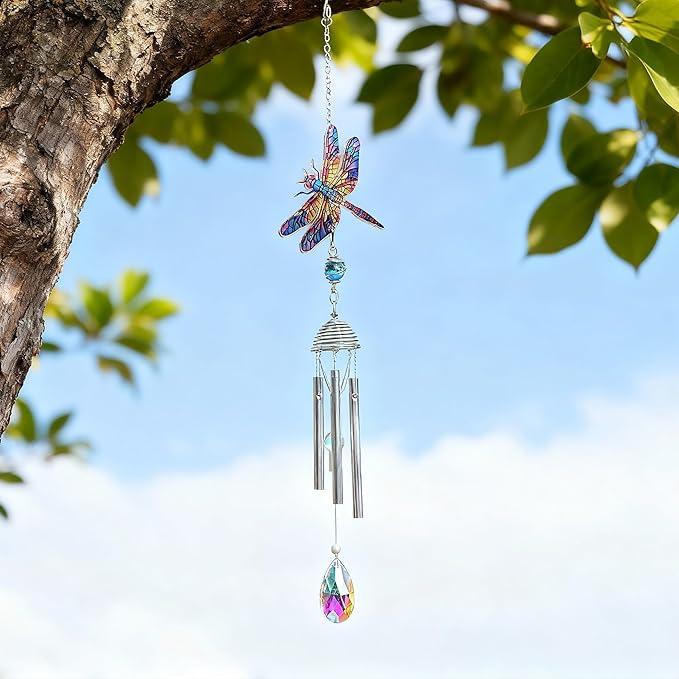 HDCRYSTALGIFTS Wind Chimes for Outside 21" Dragonfly Wind Chimes Outdoor Home Patio Garden Decor Windchimes Outdoors Dragonfly Gifts for Women Mom Grandma Sisters