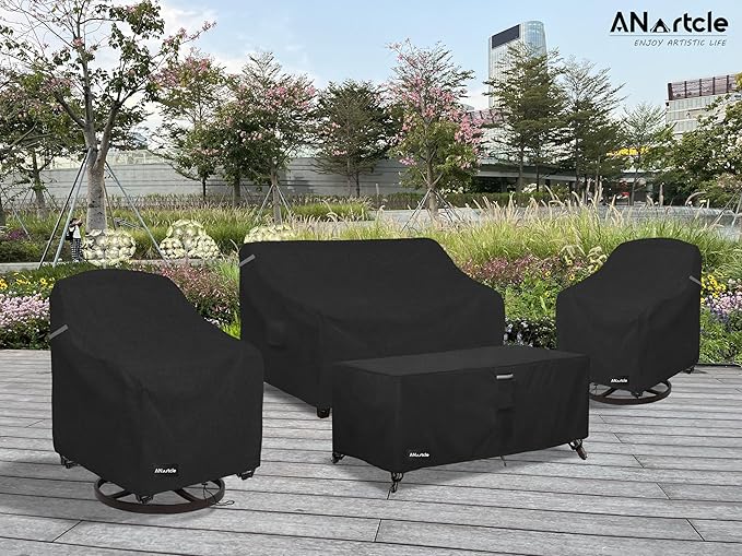 Outdoor Swivel Lounge Chair Cover 2 Pack,Waterproof Heavy Duty Lawn Patio Chair Covers,Patio Swivel Chair Covers for Outdoor Furniture (33 W x 35 D x 38.5 H inches) Black.